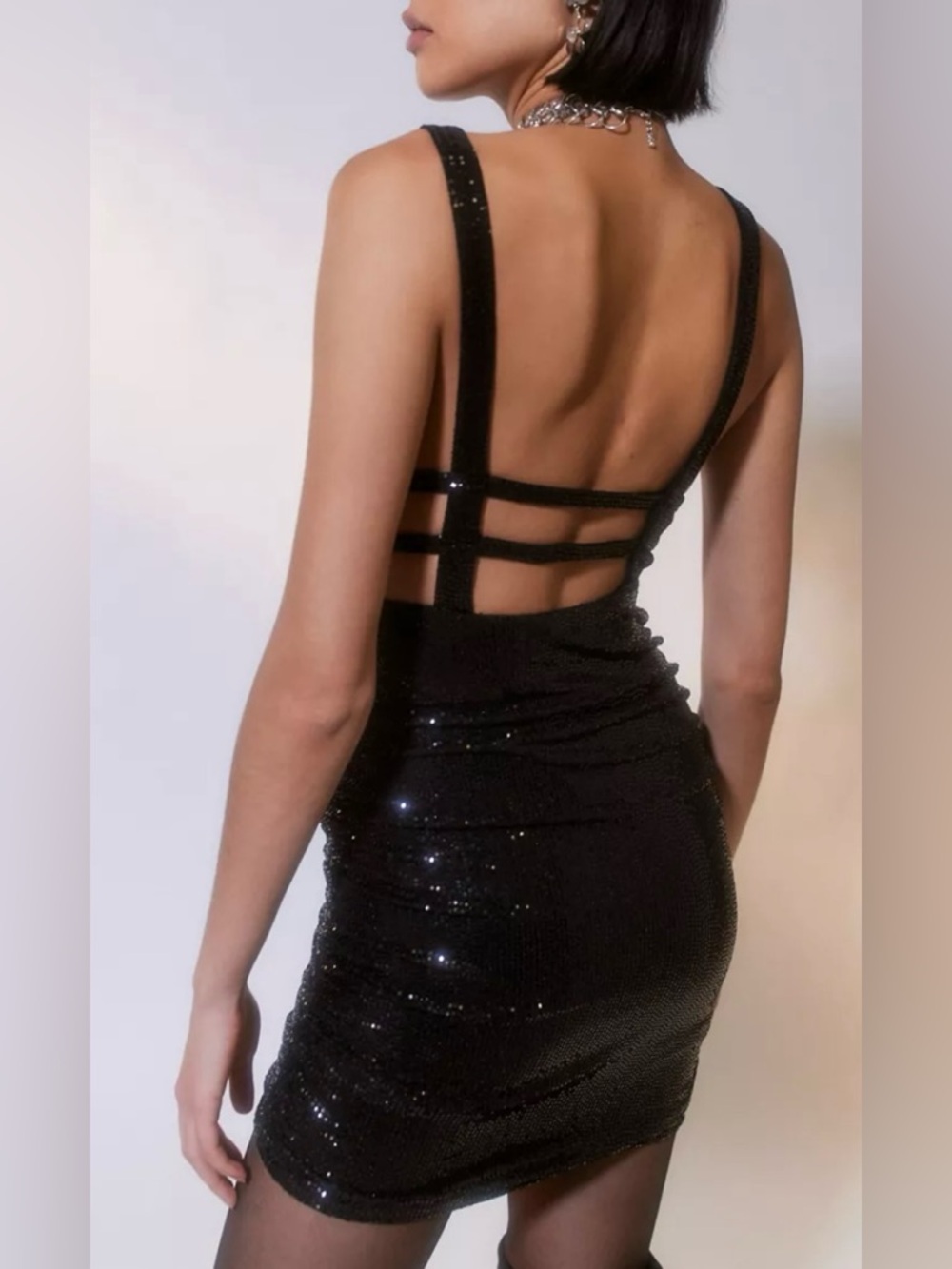 Urban Outfitters Black Sequin Mini Dress. Size S - Picture 2 of 8